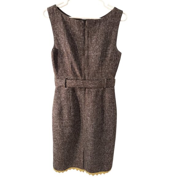 Banana Republic Wool Blend  Brown Tweed Belted Scoop Neck Dress Size 4, EUC - Picture 2 of 7